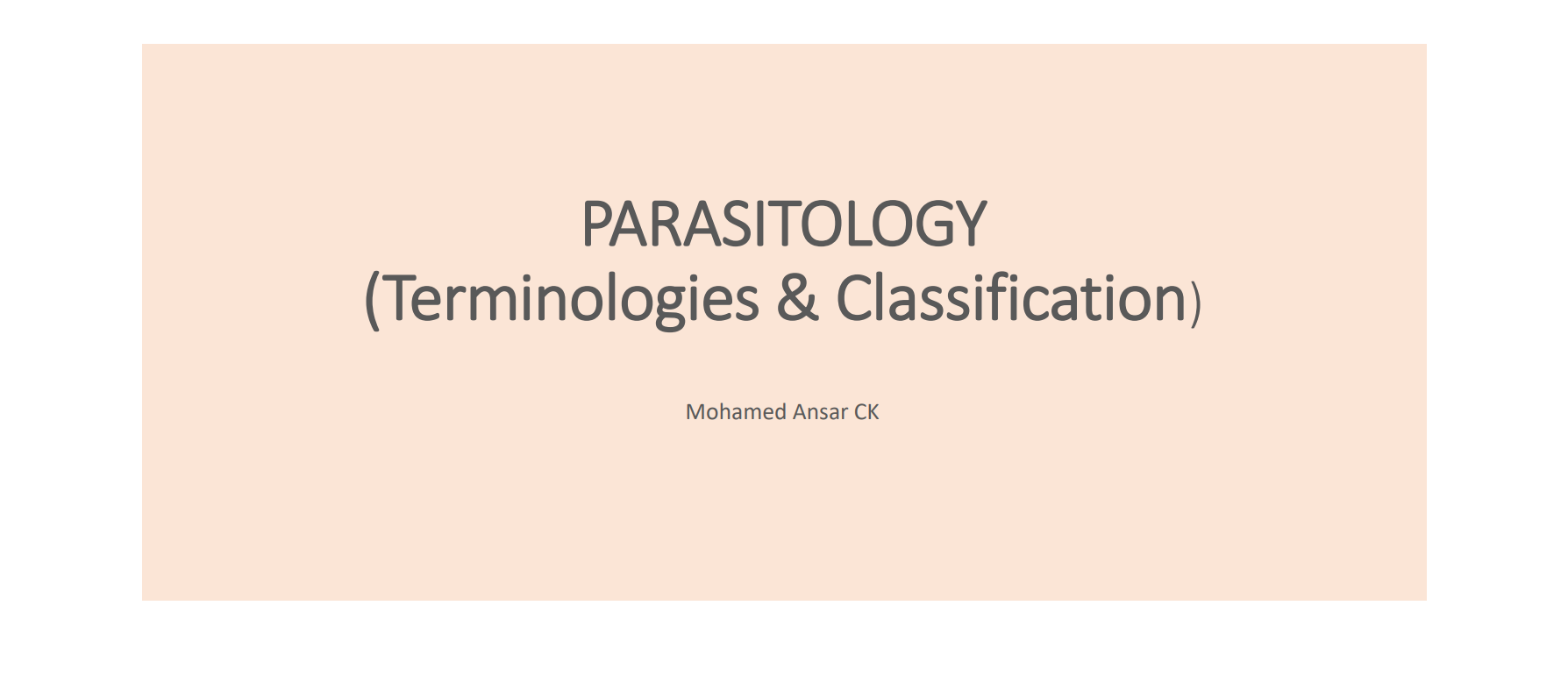 PARASITOLOGY INTRODUCTION